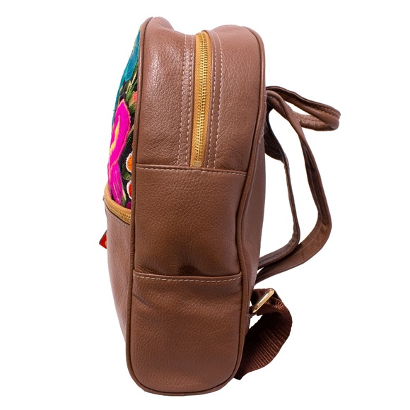 AngeLozano Chiapas Brown Leather Backpack main image 4